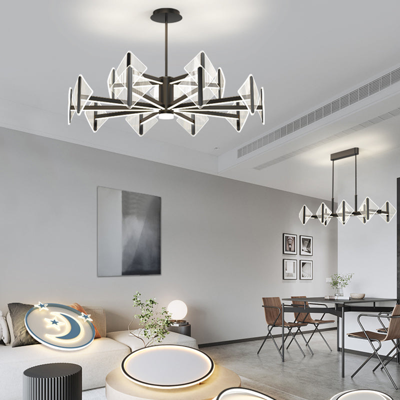 Creative Acrylic LED Chandelier Modern Style Pendant Light in Black for Bedroom