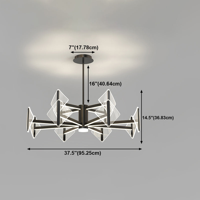 Creative Acrylic LED Chandelier Modern Style Pendant Light in Black for Bedroom