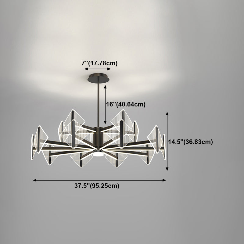 Creative Acrylic LED Chandelier Modern Style Pendant Light in Black for Bedroom