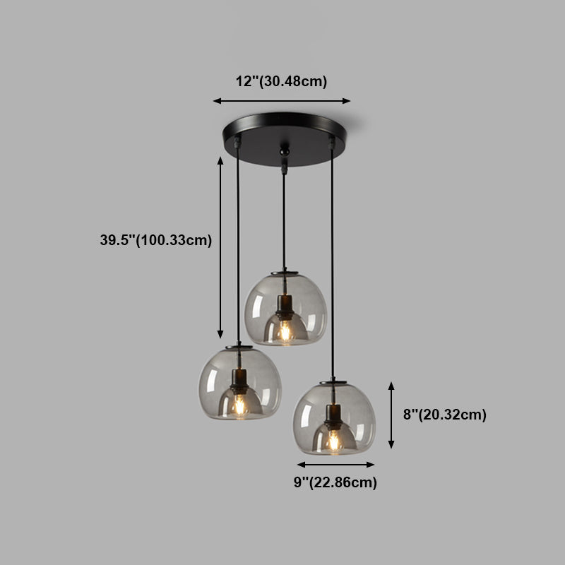 Multi Light Spherical Hanging Pendant Modern Style Glass Hanging Lighting for Living Room