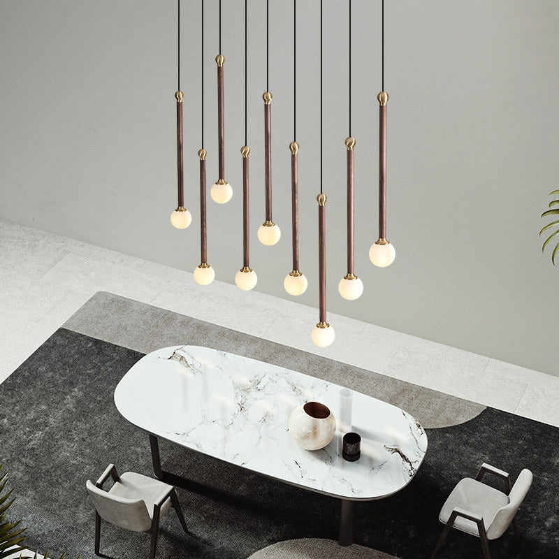 Multi -Light -kugelhaltiger Anhänger moderner Holzhängung Licht für Wohnzimmer
