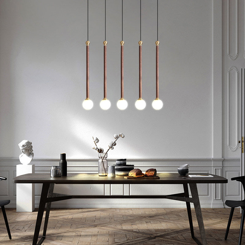Multi -Light -kugelhaltiger Anhänger moderner Holzhängung Licht für Wohnzimmer