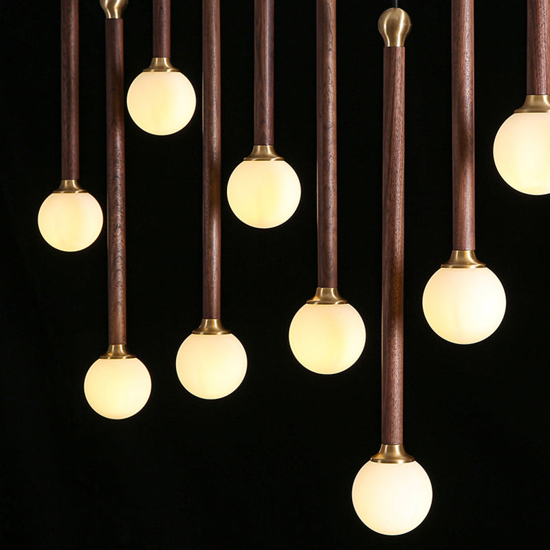Multi -Light -kugelhaltiger Anhänger moderner Holzhängung Licht für Wohnzimmer