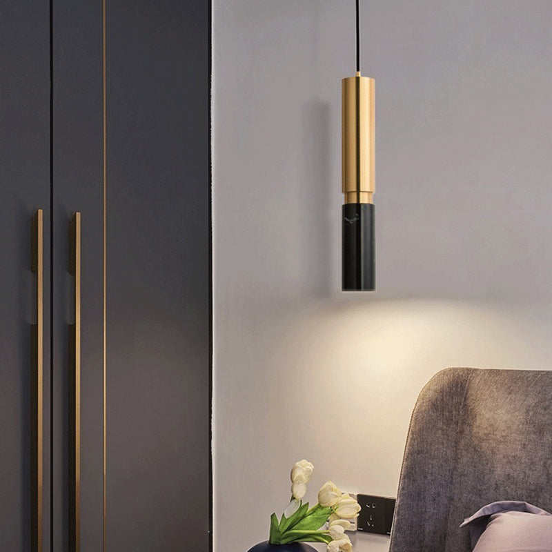 1-Light Line Hanging Pendant Modern Style Marble Hanging Lighting for Living Room