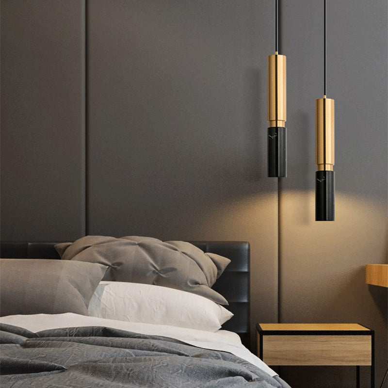 1-Light Line Hanging Pendant Modern Style Marble Hanging Lighting for Living Room