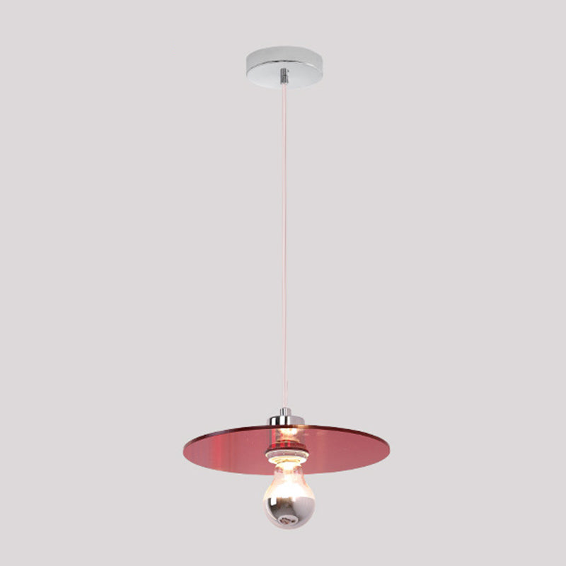 Circle Shape Hanging Lighting Modern Style Metal 1 Light Hanging Lamp for Bedside