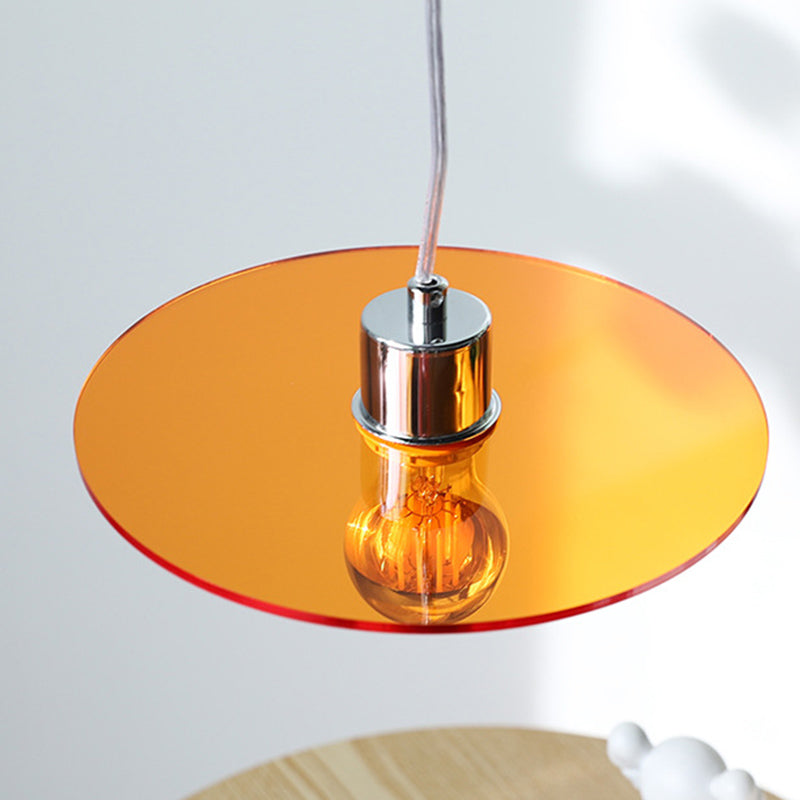 Circle Shape Hanging Lighting Modern Style Metal 1 Light Hanging Lamp for Bedside