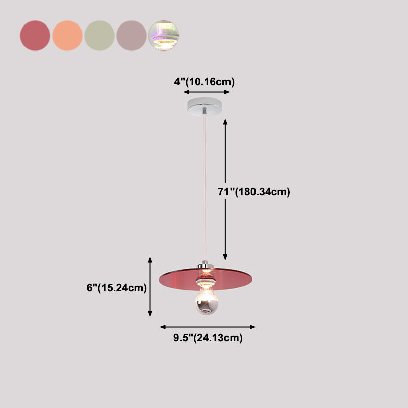 Circle Shape Hanging Lighting Modern Style Metal 1 Light Hanging Lamp for Bedside