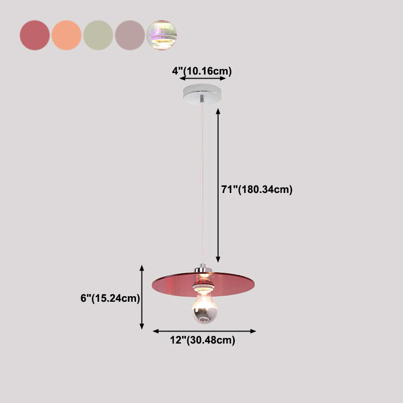 Circle Shape Hanging Lighting Modern Style Metal 1 Light Hanging Lamp for Bedside