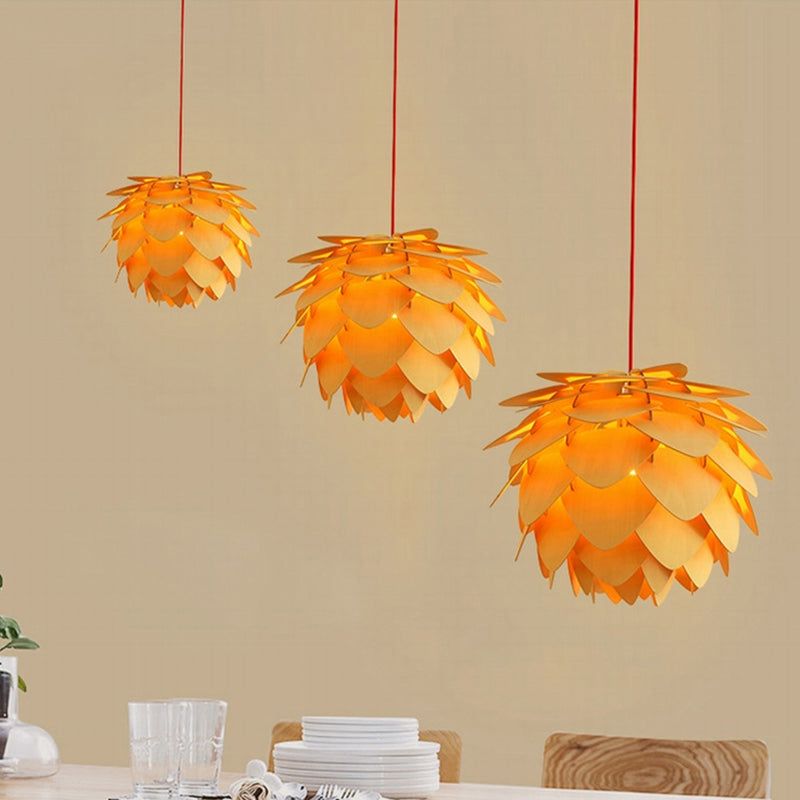 Éclairage de suspension en bois moderne minimaliste pour salon