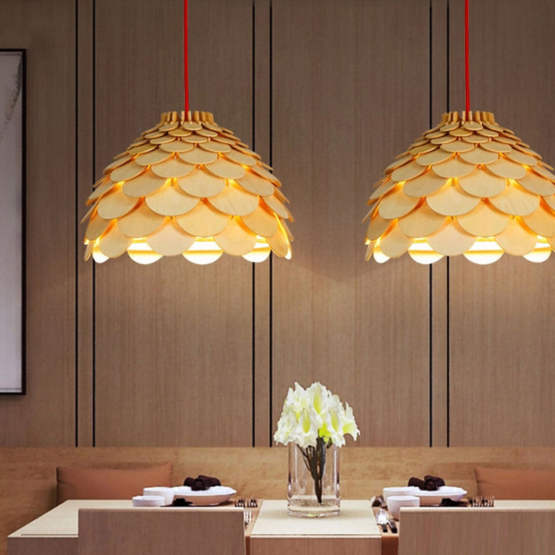 Éclairage de suspension en bois moderne minimaliste pour salon