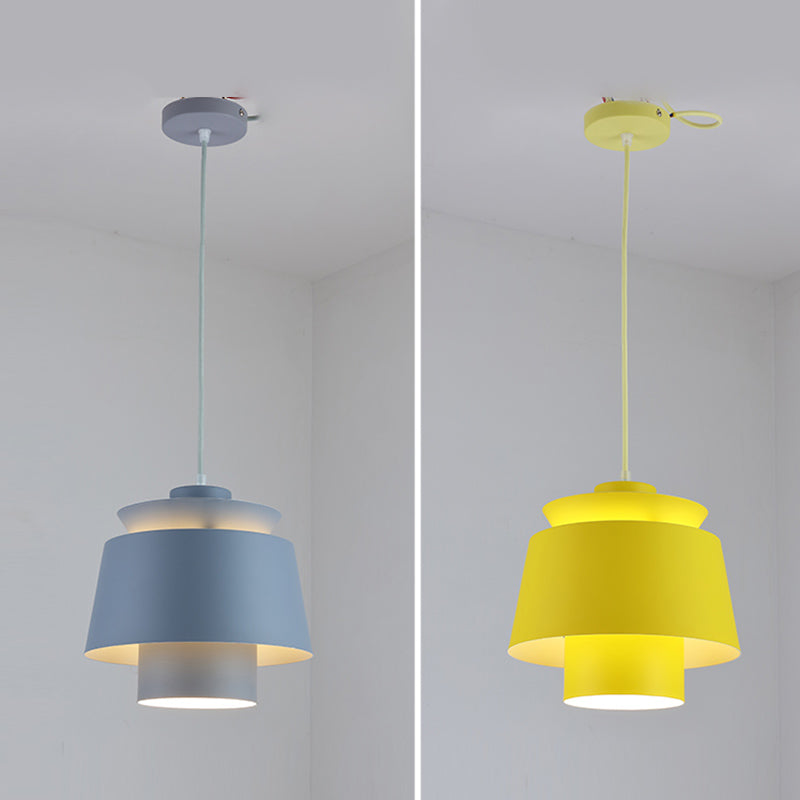 Luminaire pendant multicouche macaron aluminium 1 lampe à chute