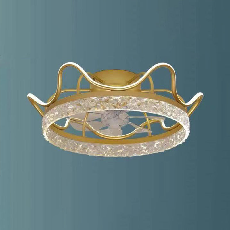 Circle Metal Ceiling Fan Lamp Modern Style LED Ceiling Light Fixture for Bedroom
