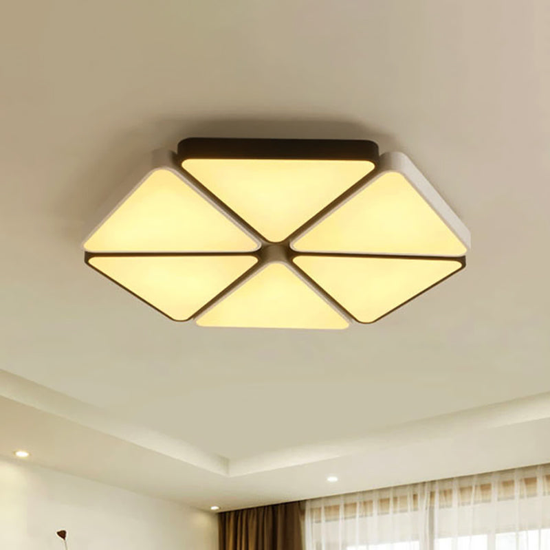 Contemporary Hexagon Flush Mount Halterung Acryl Warm/Weiß Licht LED Wohnzimmer-Deckenleuchte in Weiß, 19.5 "/23.5" Breite