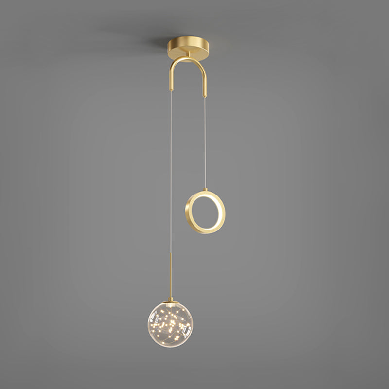 Ball Shape Glass Hanging Light Modern Style 2 lumières suspendues luminaire