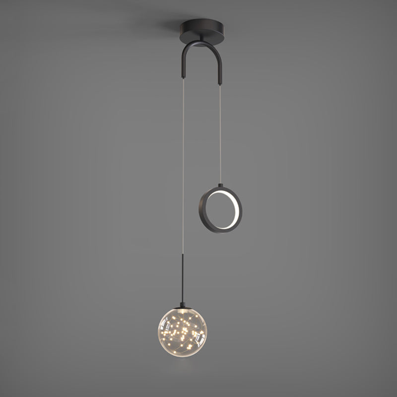 Ball Shape Glass Hanging Light Modern Style 2 lumières suspendues luminaire