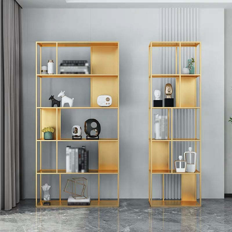 Open Metal Bookcase Industrial Rectangular Shelf for study room