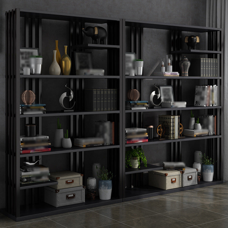 Industrial Style Bookshelf Open Shelf Vertical Metal Shelf with Rectangular Shelves