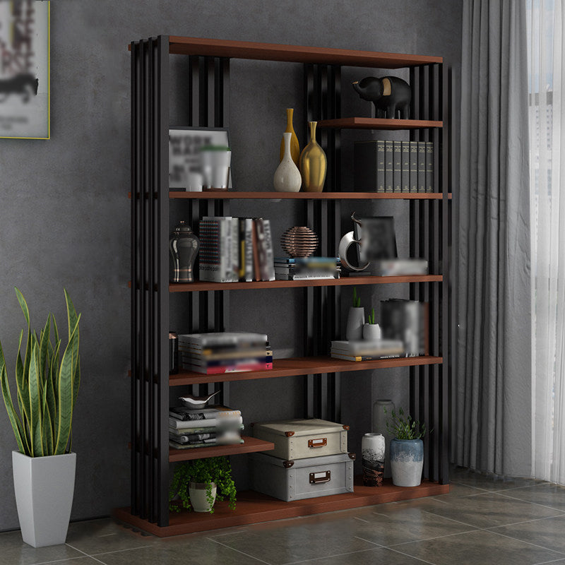 Industrial Style Bookshelf Open Shelf Vertical Metal Shelf with Rectangular Shelves