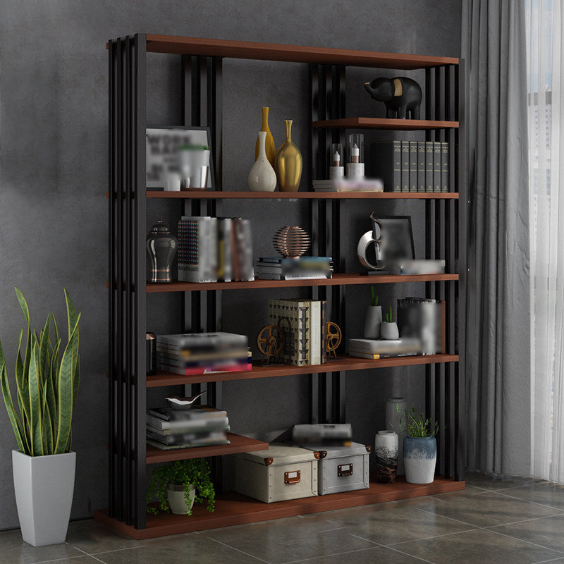 Industrial Style Bookshelf Open Shelf Vertical Metal Shelf with Rectangular Shelves