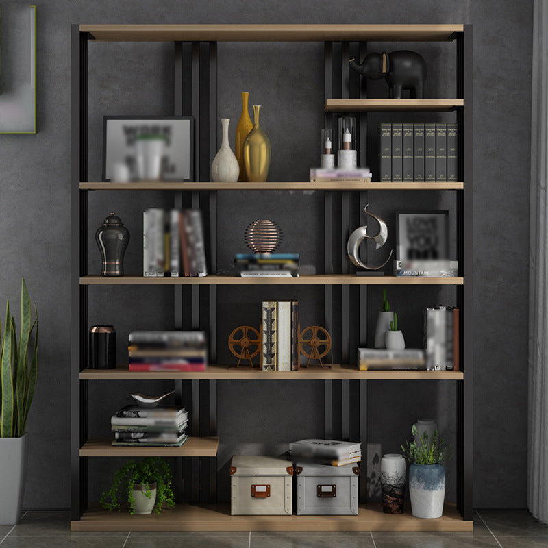 Industrial Style Bookshelf Open Shelf Vertical Metal Shelf with Rectangular Shelves