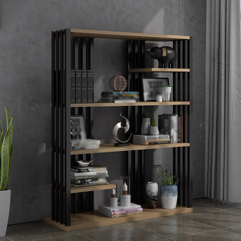 Industrial Style Bookshelf Open Shelf Vertical Metal Shelf with Rectangular Shelves