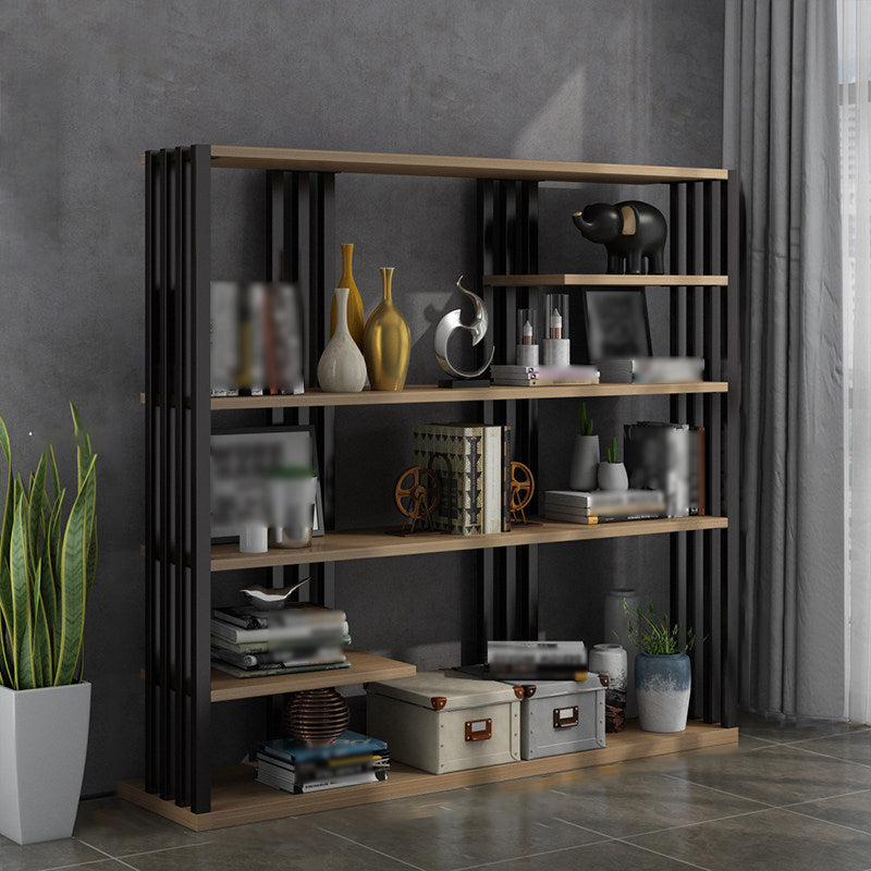Industrial Style Bookshelf Open Shelf Vertical Metal Shelf with Rectangular Shelves