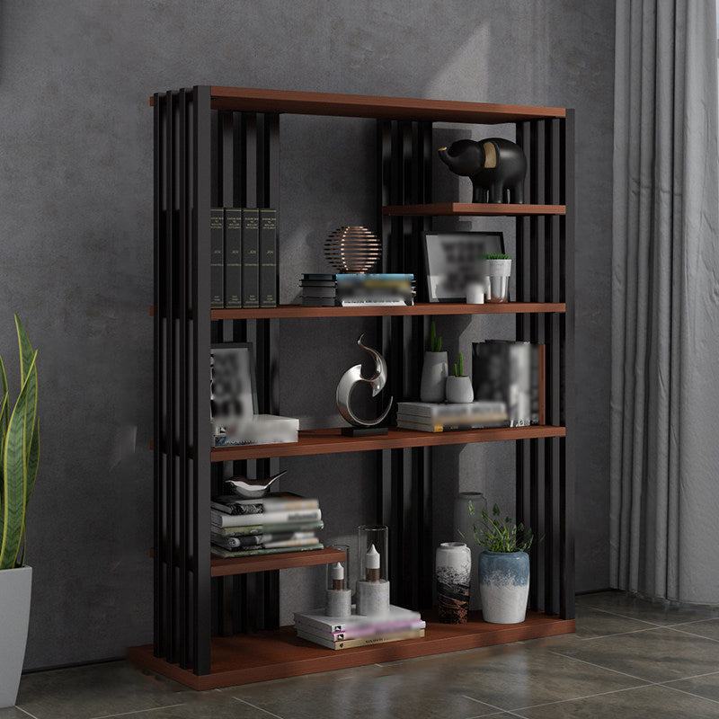 Industrial Style Bookshelf Open Shelf Vertical Metal Shelf with Rectangular Shelves