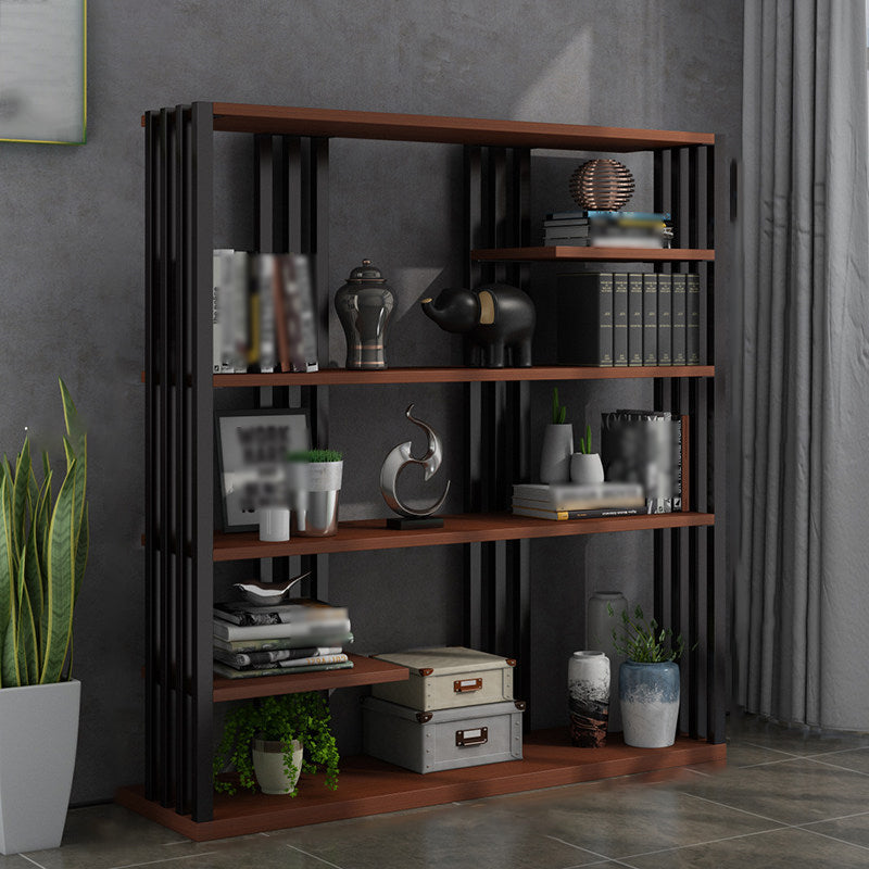 Industrial Style Bookshelf Open Shelf Vertical Metal Shelf with Rectangular Shelves