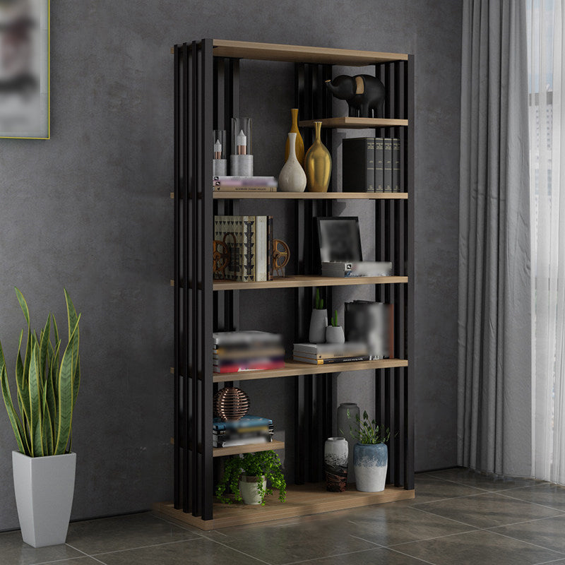 Industrial Style Bookshelf Open Shelf Vertical Metal Shelf with Rectangular Shelves