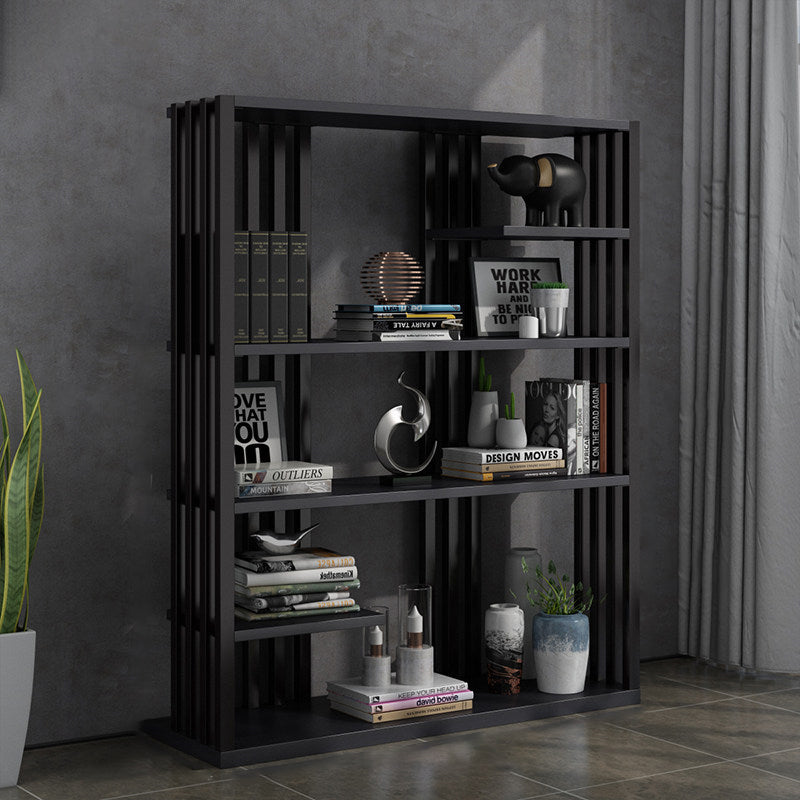 Industrial Style Bookshelf Open Shelf Vertical Metal Shelf with Rectangular Shelves
