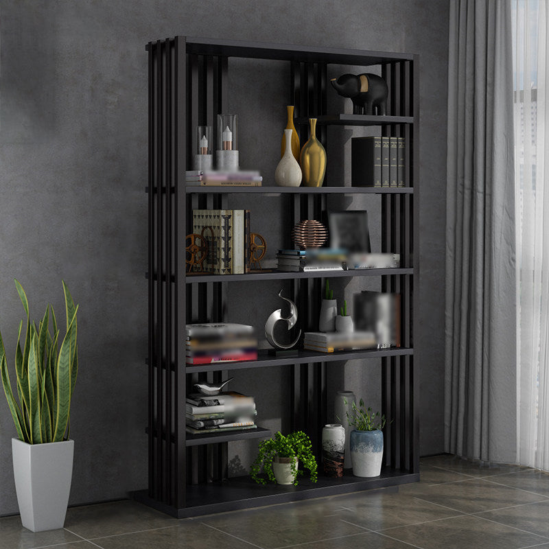 Industrial Style Bookshelf Open Shelf Vertical Metal Shelf with Rectangular Shelves