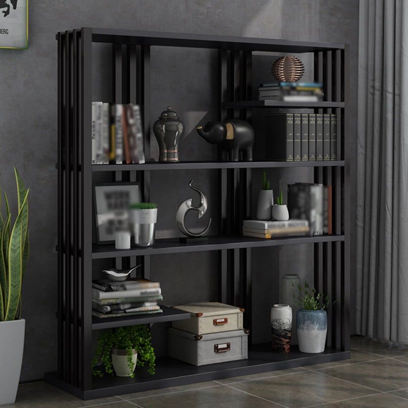 Industrial Style Bookshelf Open Shelf Vertical Metal Shelf with Rectangular Shelves