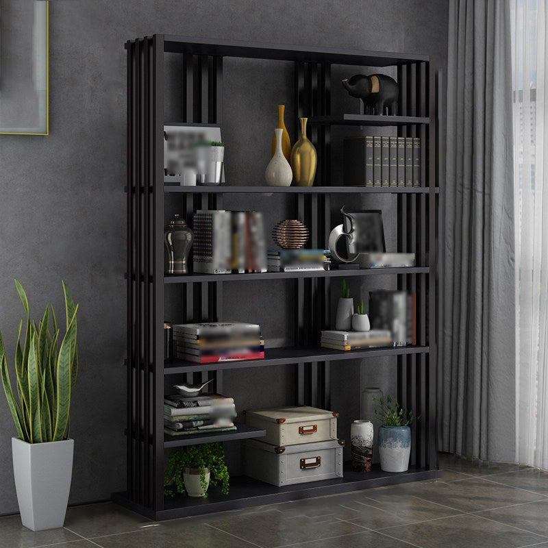 Industrial Style Bookshelf Open Shelf Vertical Metal Shelf with Rectangular Shelves