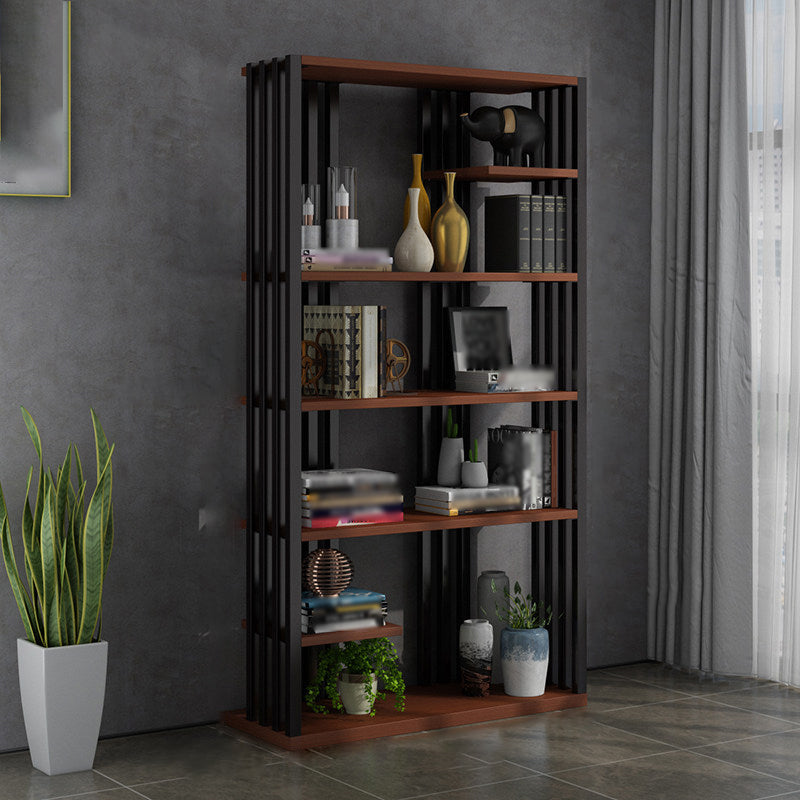 Industrial Style Bookshelf Open Shelf Vertical Metal Shelf with Rectangular Shelves