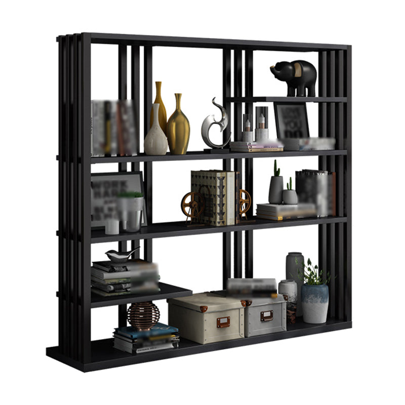 Industrial Style Bookshelf Open Shelf Vertical Metal Shelf with Rectangular Shelves