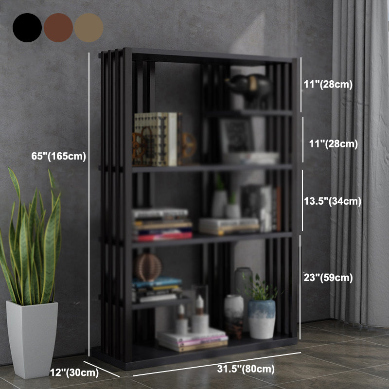 Industrial Style Bookshelf Open Shelf Vertical Metal Shelf with Rectangular Shelves
