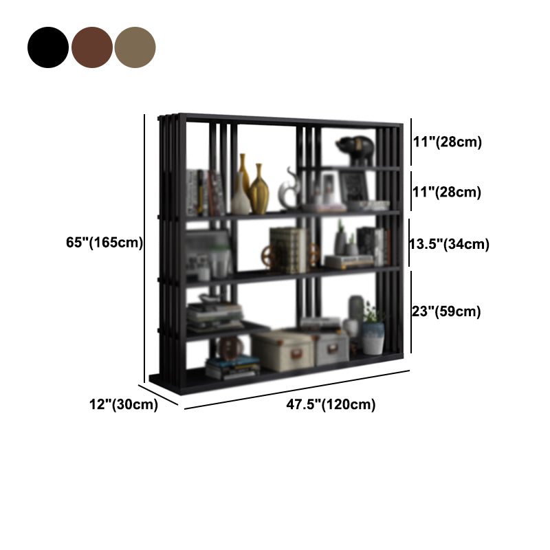Industrial Style Bookshelf Open Shelf Vertical Metal Shelf with Rectangular Shelves