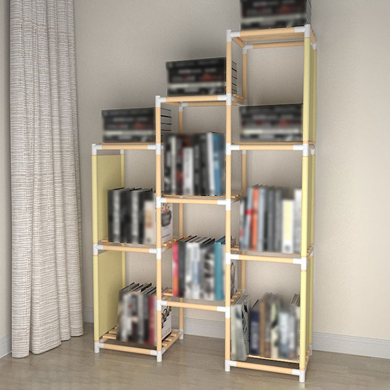Contemporary Style Bookshelf Open Back Solid Wood in Natural Book Shelf