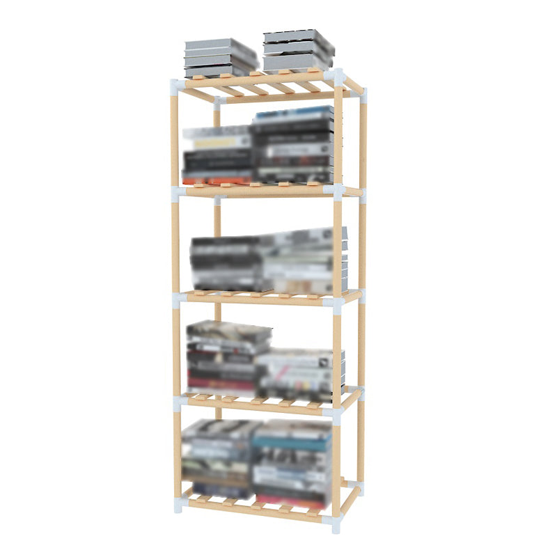 Contemporary Style Bookshelf Open Back Solid Wood in Natural Book Shelf