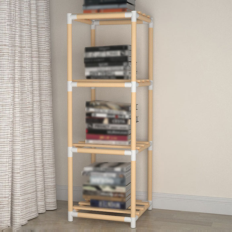 Contemporary Style Bookshelf Open Back Solid Wood in Natural Book Shelf