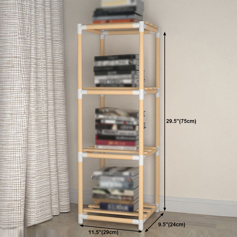 Contemporary Style Bookshelf Open Back Solid Wood in Natural Book Shelf