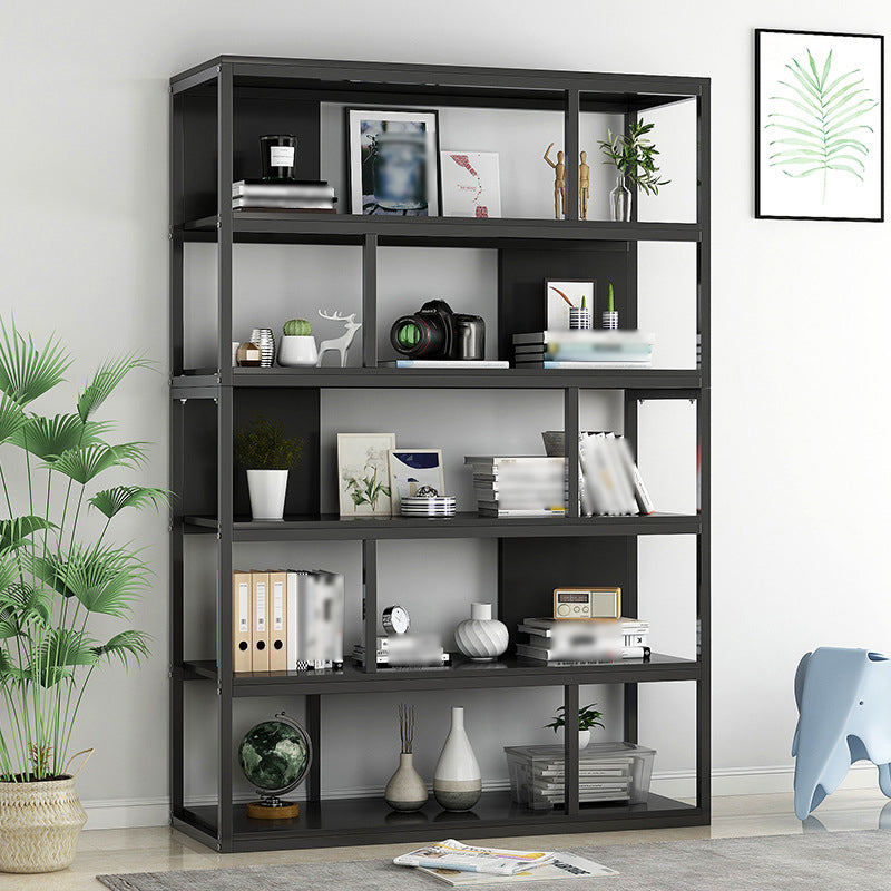 Industrial Metal Etagere Bookcase Open Back Bookshelf for Home Office