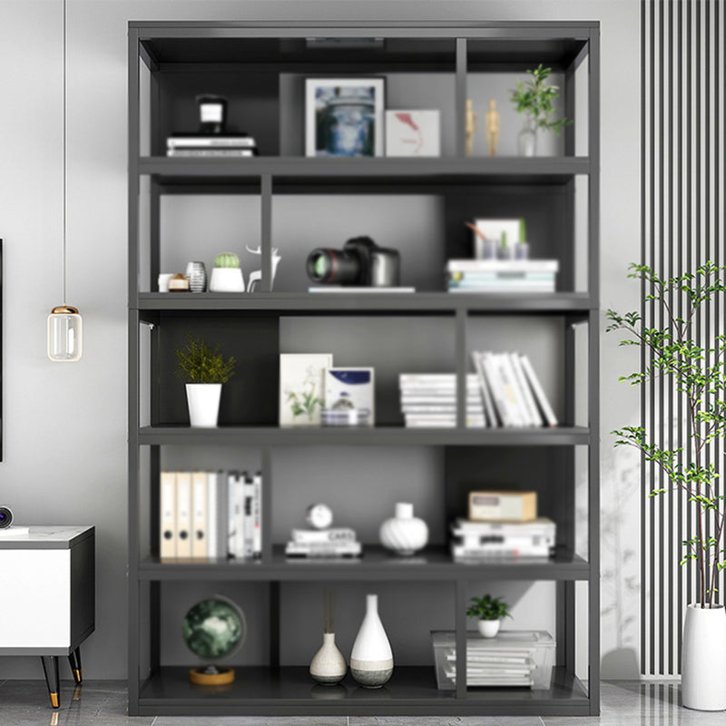 Industrial Metal Etagere Bookcase Open Back Bookshelf for Home Office