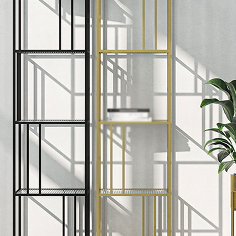 4-Shelf Modern Open Etagere Bookshelf with Iron Frame Glass Shelf