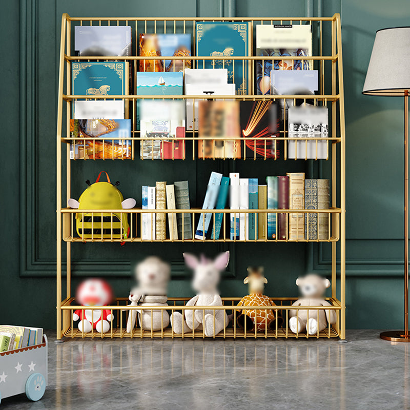 Modern Style Metal Bookshelf Ladder Open Shelf Bookcase for Study Room