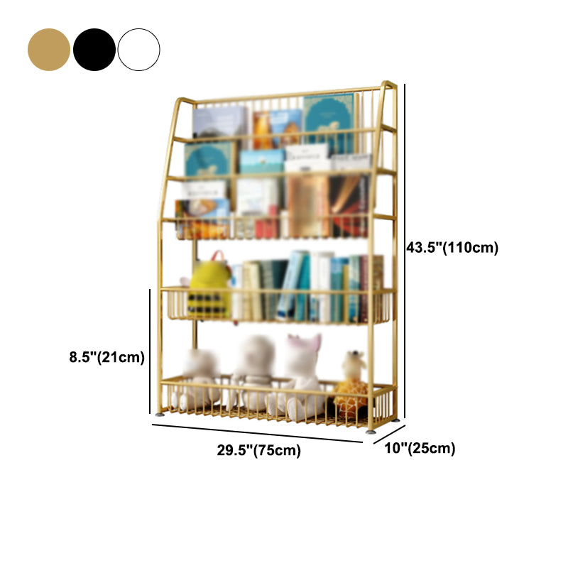 Modern Style Metal Bookshelf Ladder Open Shelf Bookcase for Study Room