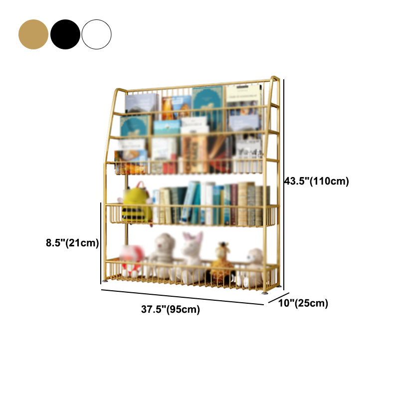 Modern Style Metal Bookshelf Ladder Open Shelf Bookcase for Study Room