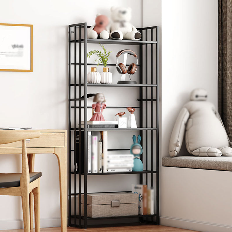 Industrial 5-Shelf Etagere Bookshelf Iron Open Shelf for Home Office