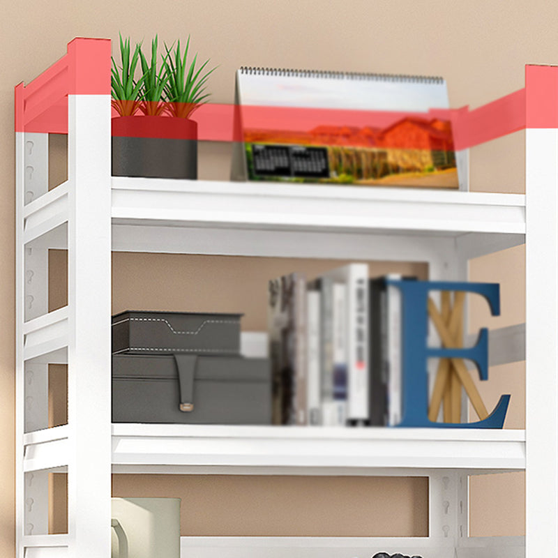 Modern Style Steel Bookshelf White Etagere Shelf Bookcase for Study Room